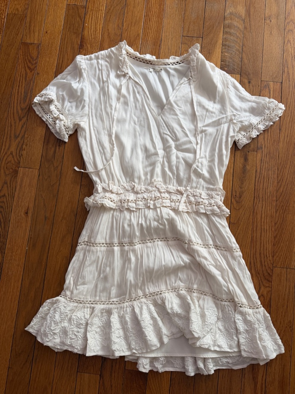 White Lace-Trim Boho Dress